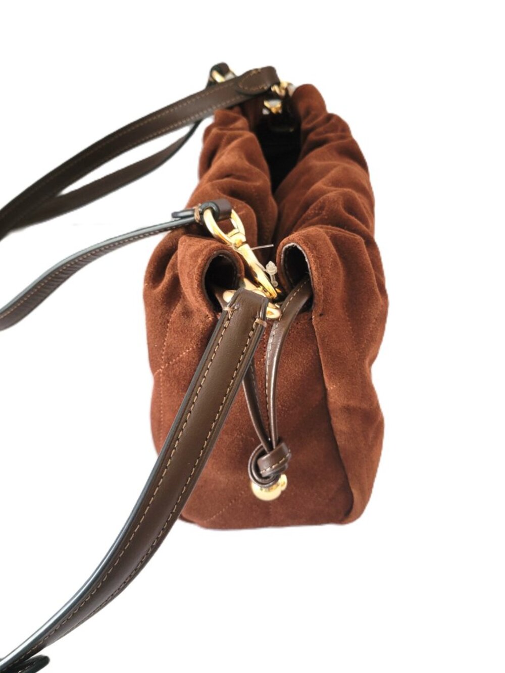 Coach CCZ55 Quilting Suede Faye Shoulder Bag Crossbody Vintage Brown Maple - Picture 5 of 7